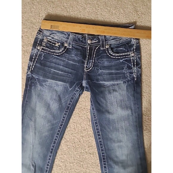 Miss Me Jeans Womens 27 Blue Boot Low Rise Thick Stitch Y2K Western Ranch Rodeo - Picture 7 of 15